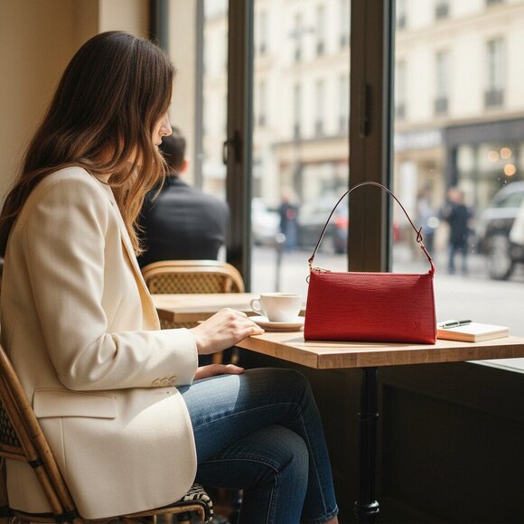 Louis Vuitton Red Epi Pochette Accessories 24 Shoulder Bag - Picture 7 of 15